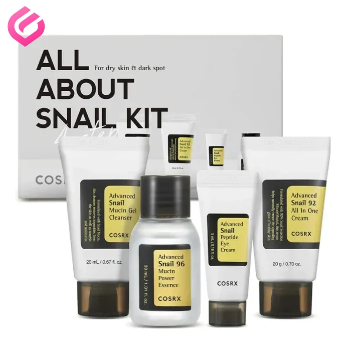 کیت ترمیم کننده پوست چهار مرحله ای حلزون کوزارکس all about snail kit