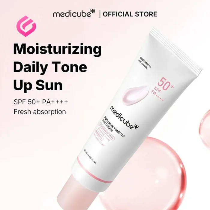 کرم ضدآفتاب روشن‌کننده مدیکیوب مدل PDRN Pink Tone Up روزانه